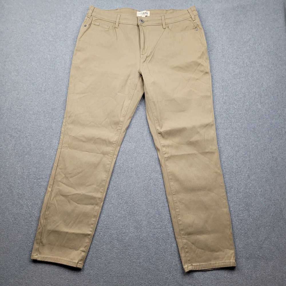 Jachs Girlfriend Pants Womens 12‎ Tan Khaki Chino Stretch Straight Leg 1806634